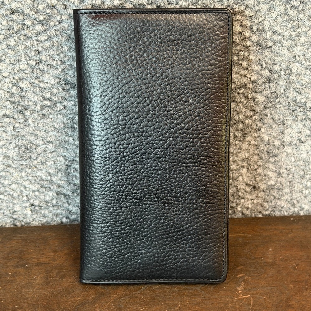 Vintage Black Leather Bifold Wallet Checkbook Oak Creek